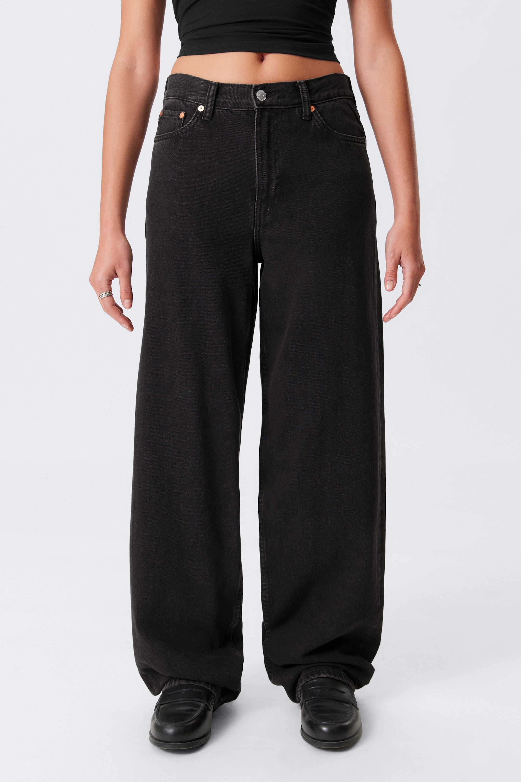 Agrandir l'image: Jean ample jambe large taille mi-haute Rail - Ink Black - Noir - FEMME | H&M FR 3