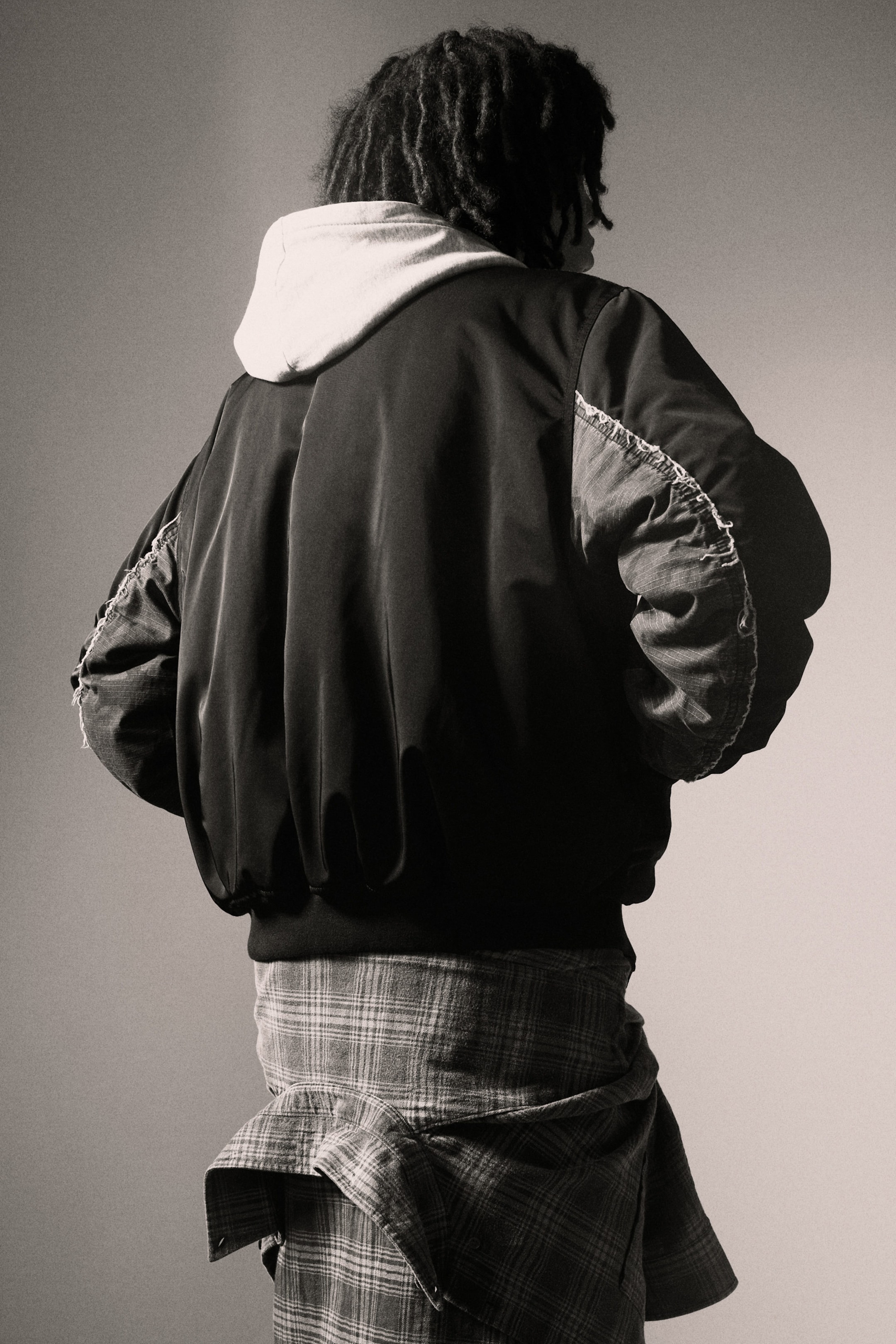 Dark Navy Blue - Loose Hooded Bomber Jacket - 7