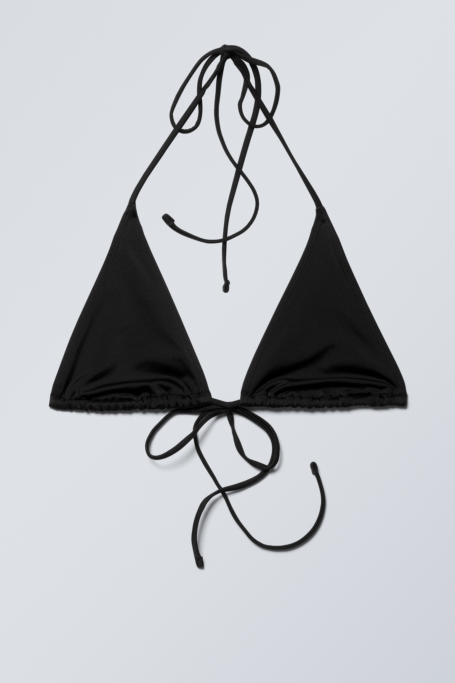 Strappy Triangle Bikini Top - Black