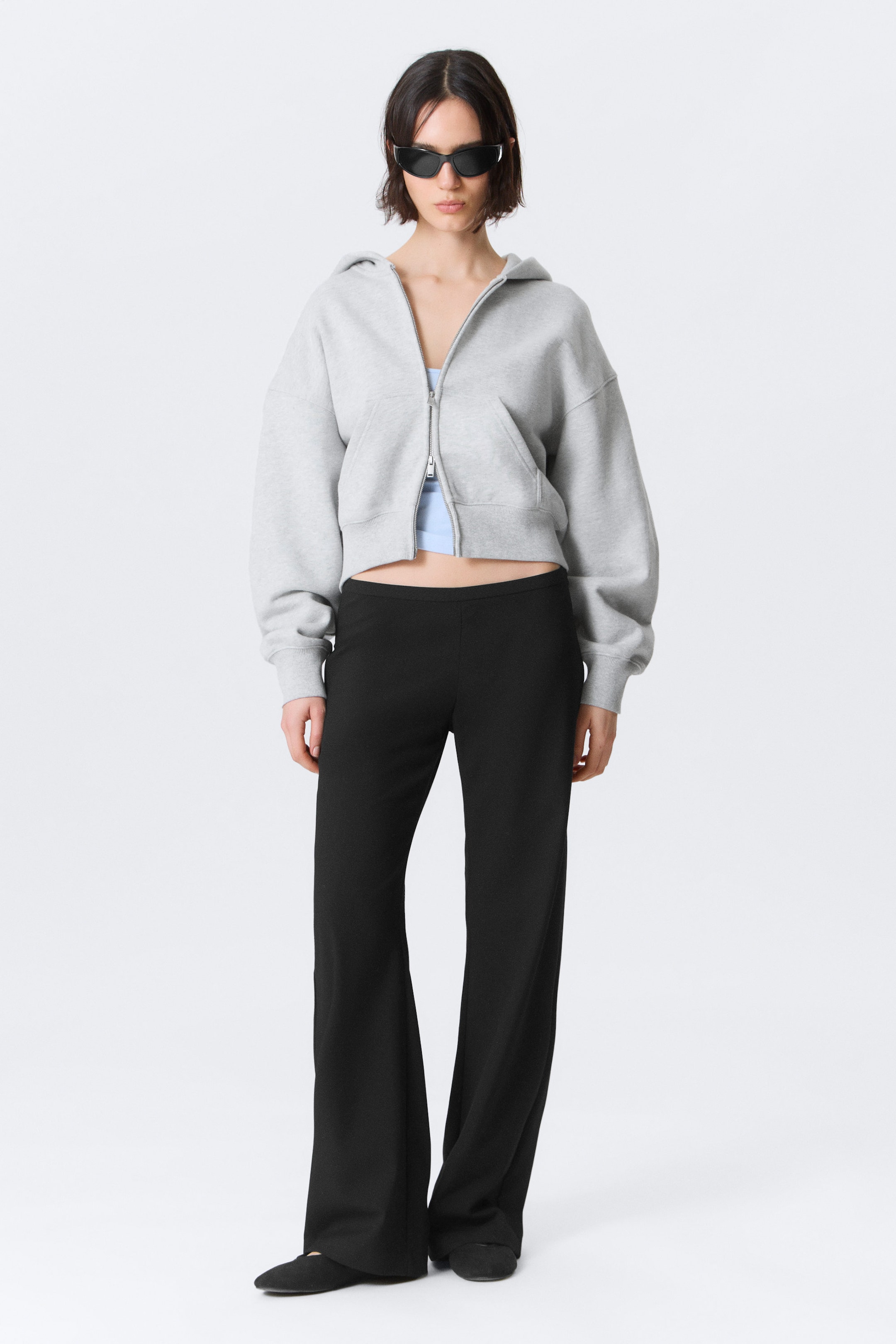 Black - Low Rise Side-Zip Suiting Trousers - 1