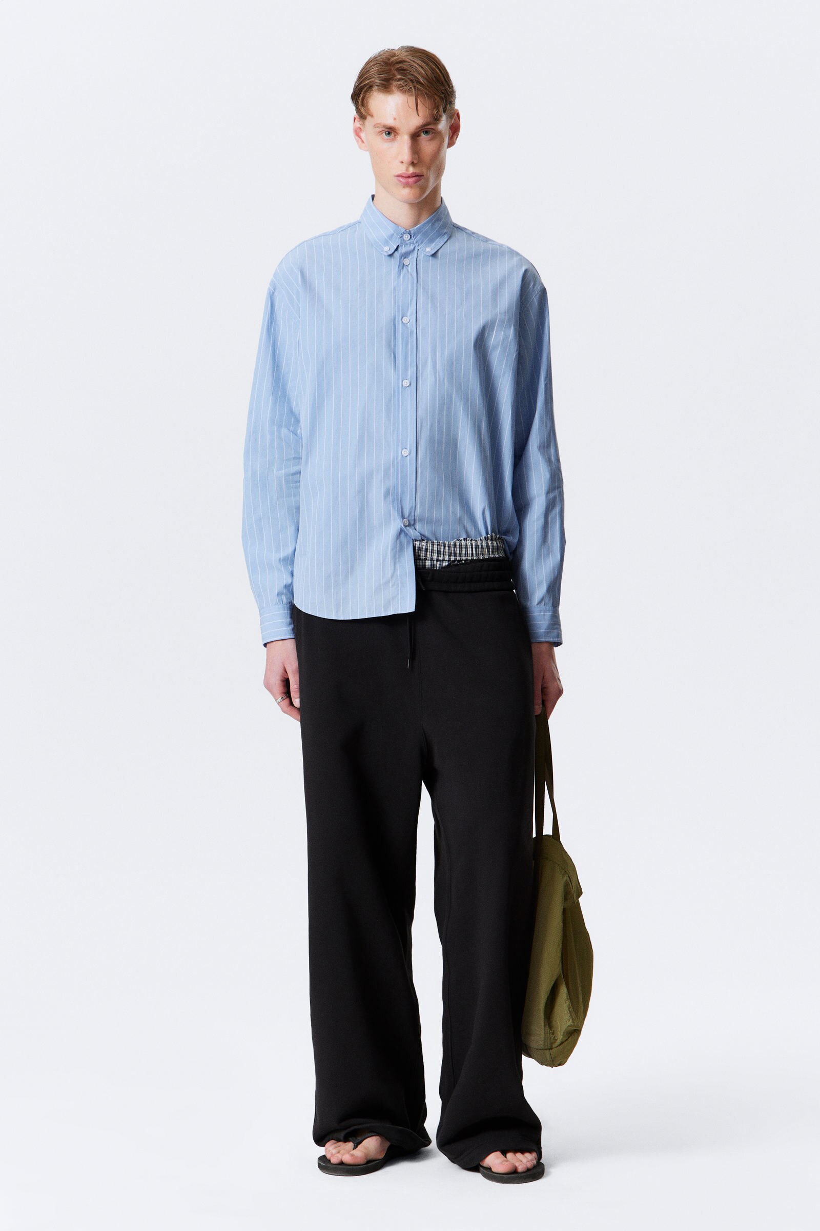 Belvet Cropped checkered shirt navy 短丈 7115 by Szeki 3/4 Cropped Shirt Jacket, Textured Black