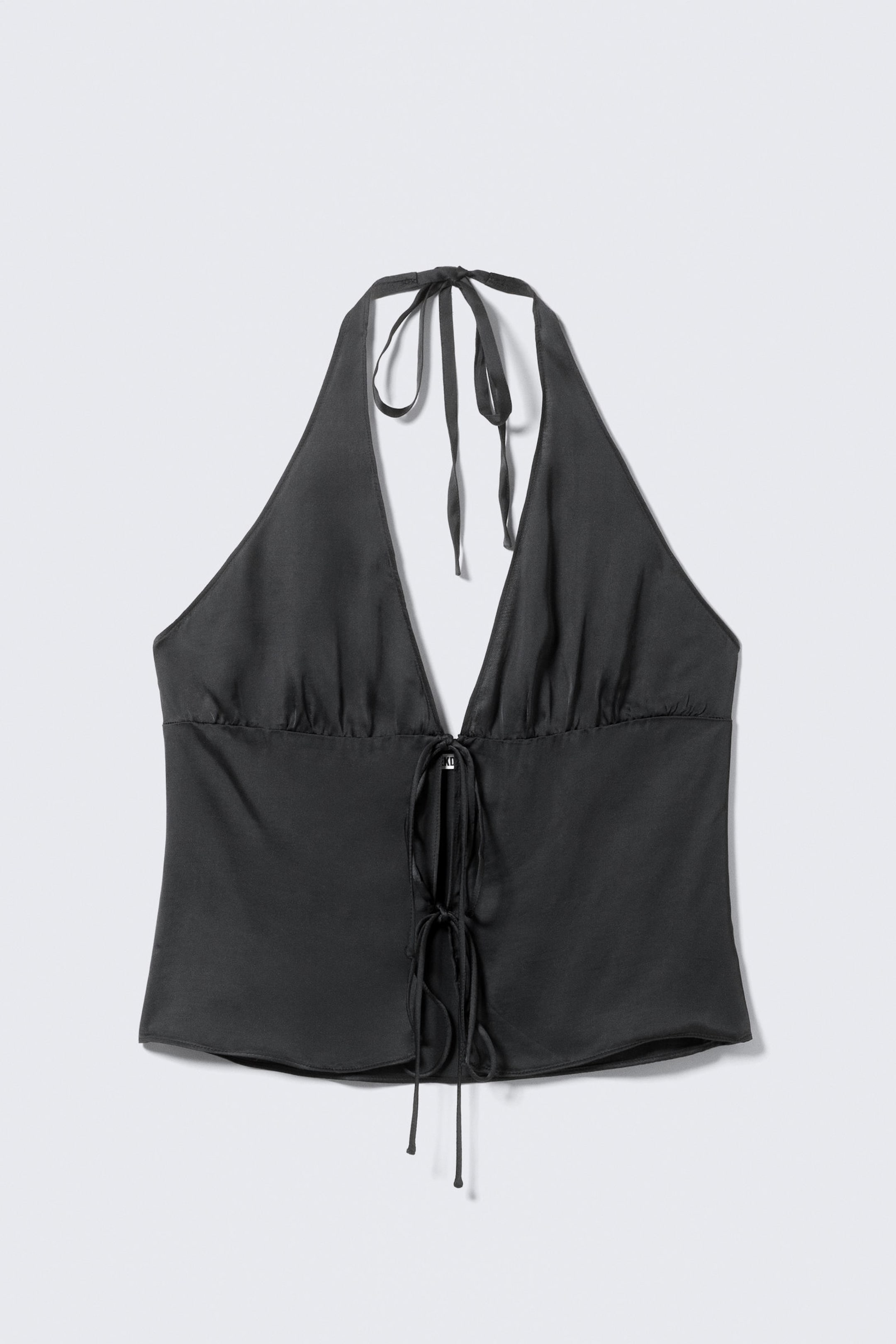 Dark Grey - Tie-Front Halterneck Top - 4