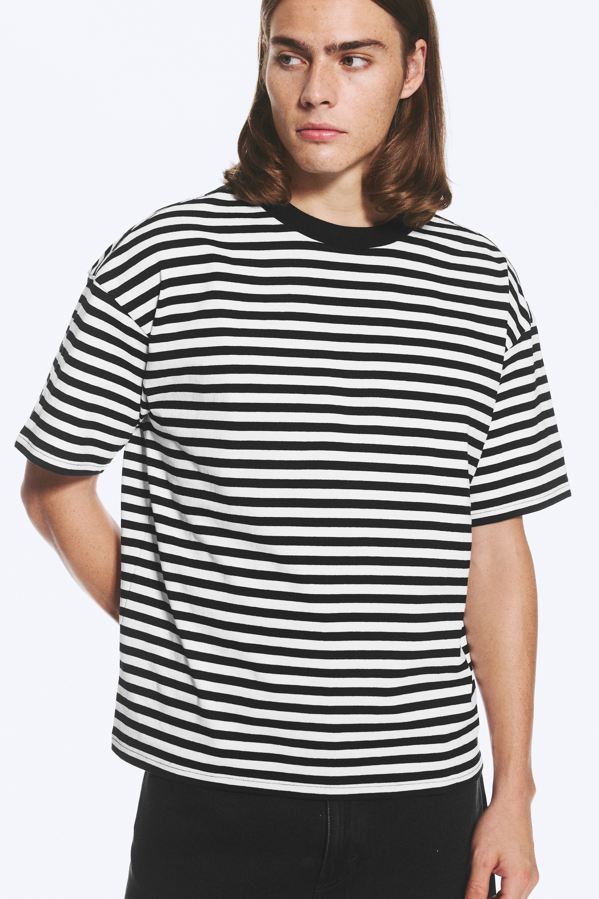 LOOSE FIT T-SHIRT - Striped White/Black/Light Dusty Khaki Green/Dusty Medium Blue/White/Black/Dusty Grey/Dark Brown/White - Navy Stripe/Washed Dark Brown/Washed Dark Green/Light Khaki Green
