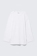 White - Oversized Long-Sleeved T-shirt Dress - 3