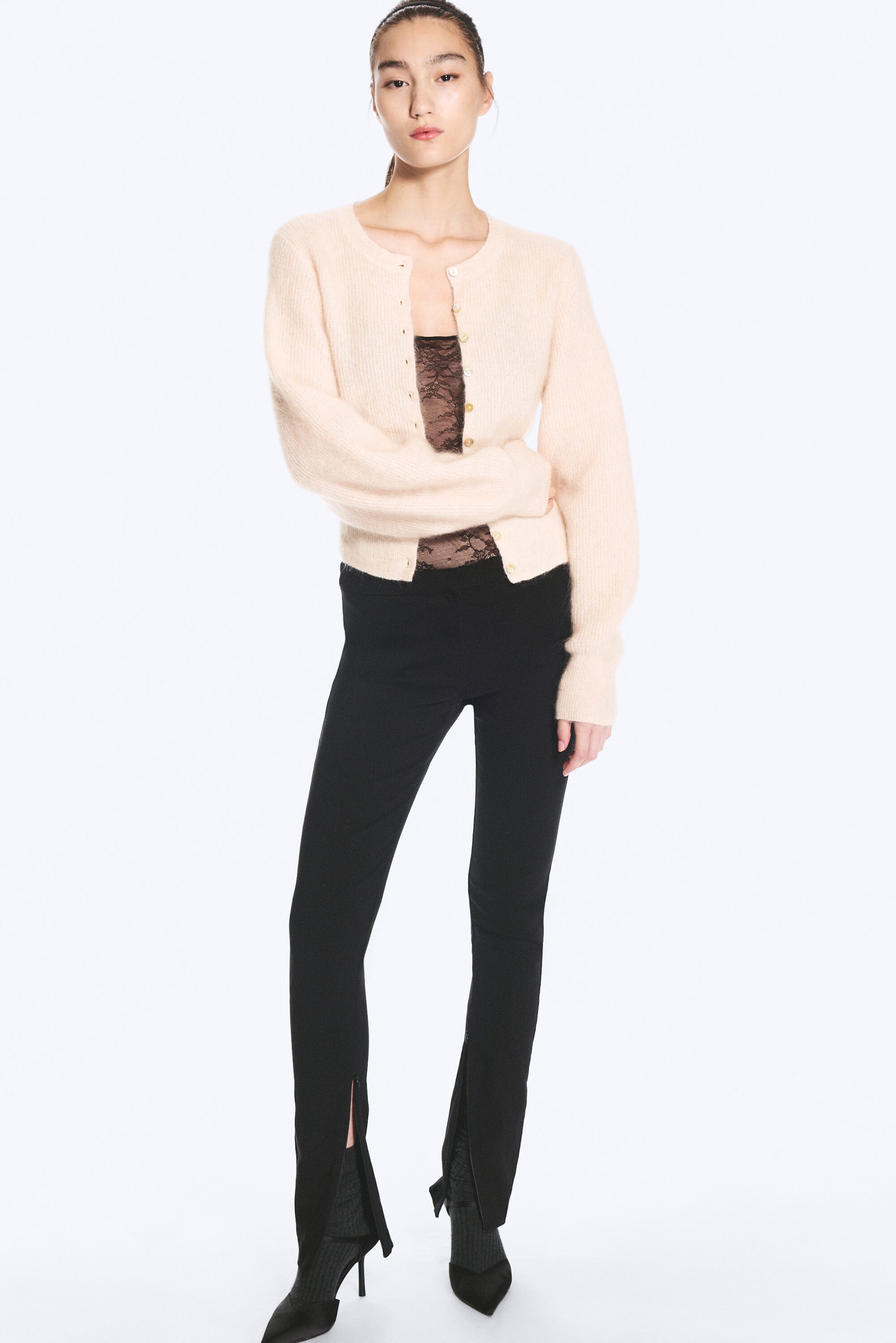Offwhite - Strickjacke aus Mohairmischung - 2
