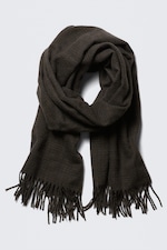 Mörkgrårutig - Halsduk i ullmix med fransar - 2