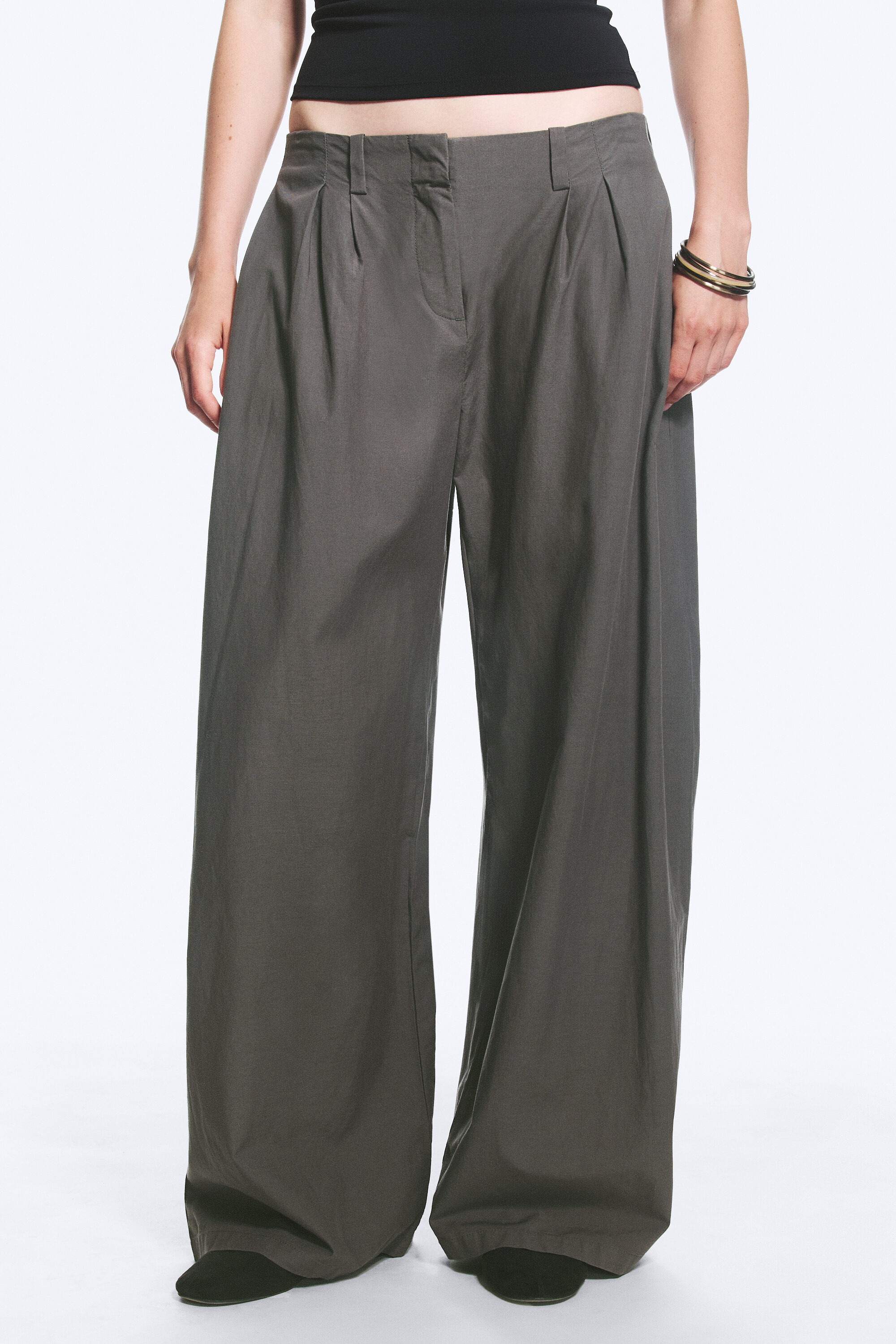 low rise baggy pull-on trousers - Grey | Weekday WW