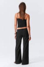 Black - Low Flared Suit Trousers - 3