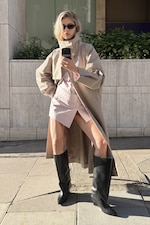 Beige - Loose Fit Trench Coat with Funnel Collar - 0