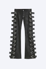 Coated Black - Low-Rise Buckle Straight Coated Jeans - 5