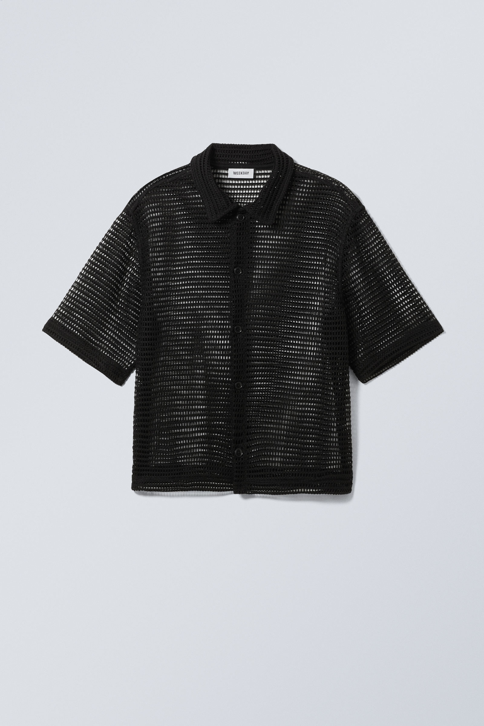 boxy mesh short sleeve shirt - Black | Weekday WW