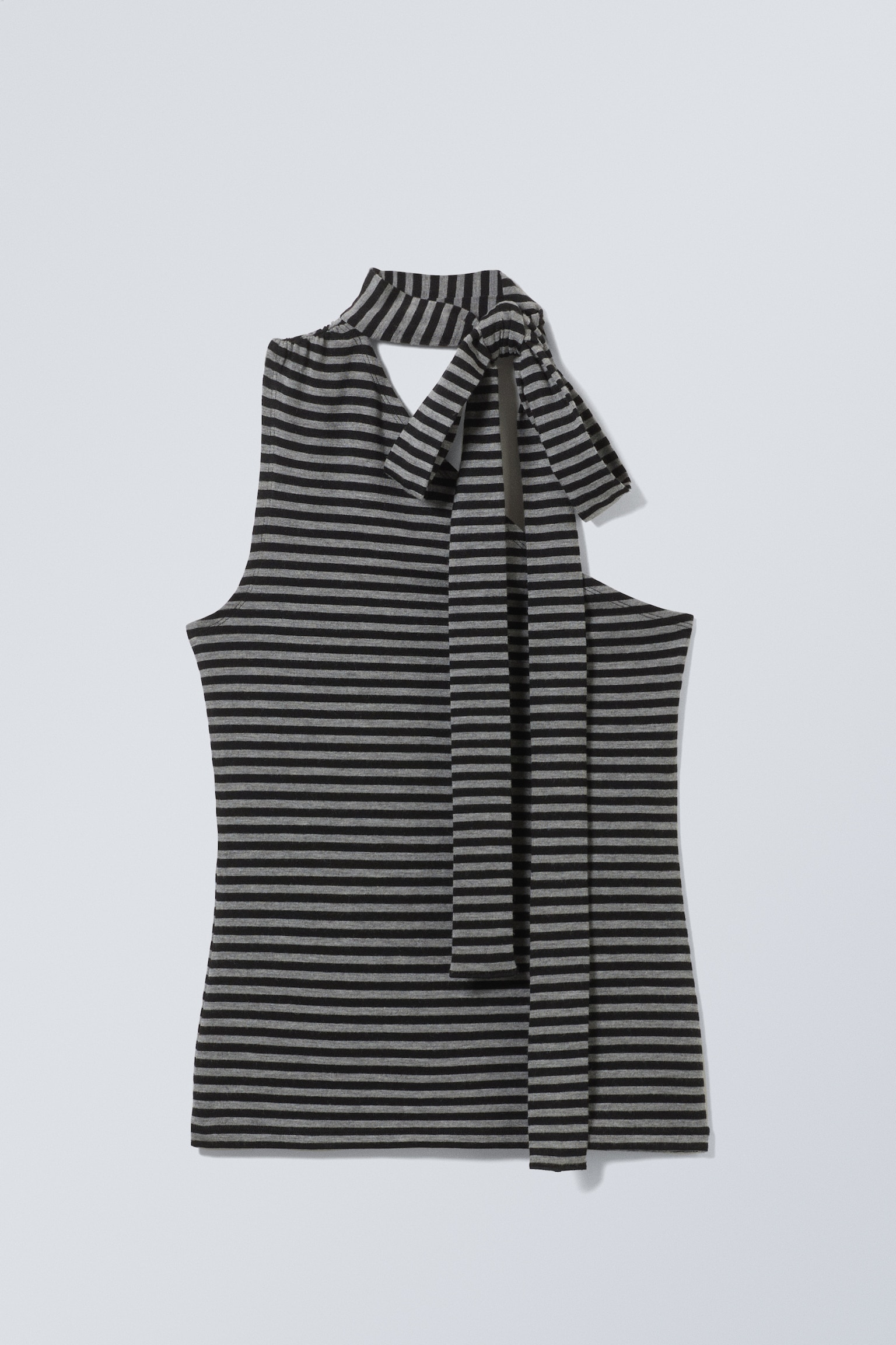 Top monospalla in lyocell con fiocco - Grigio a righe/Rosso/Rosso/Nero/Righe bianche e grigie