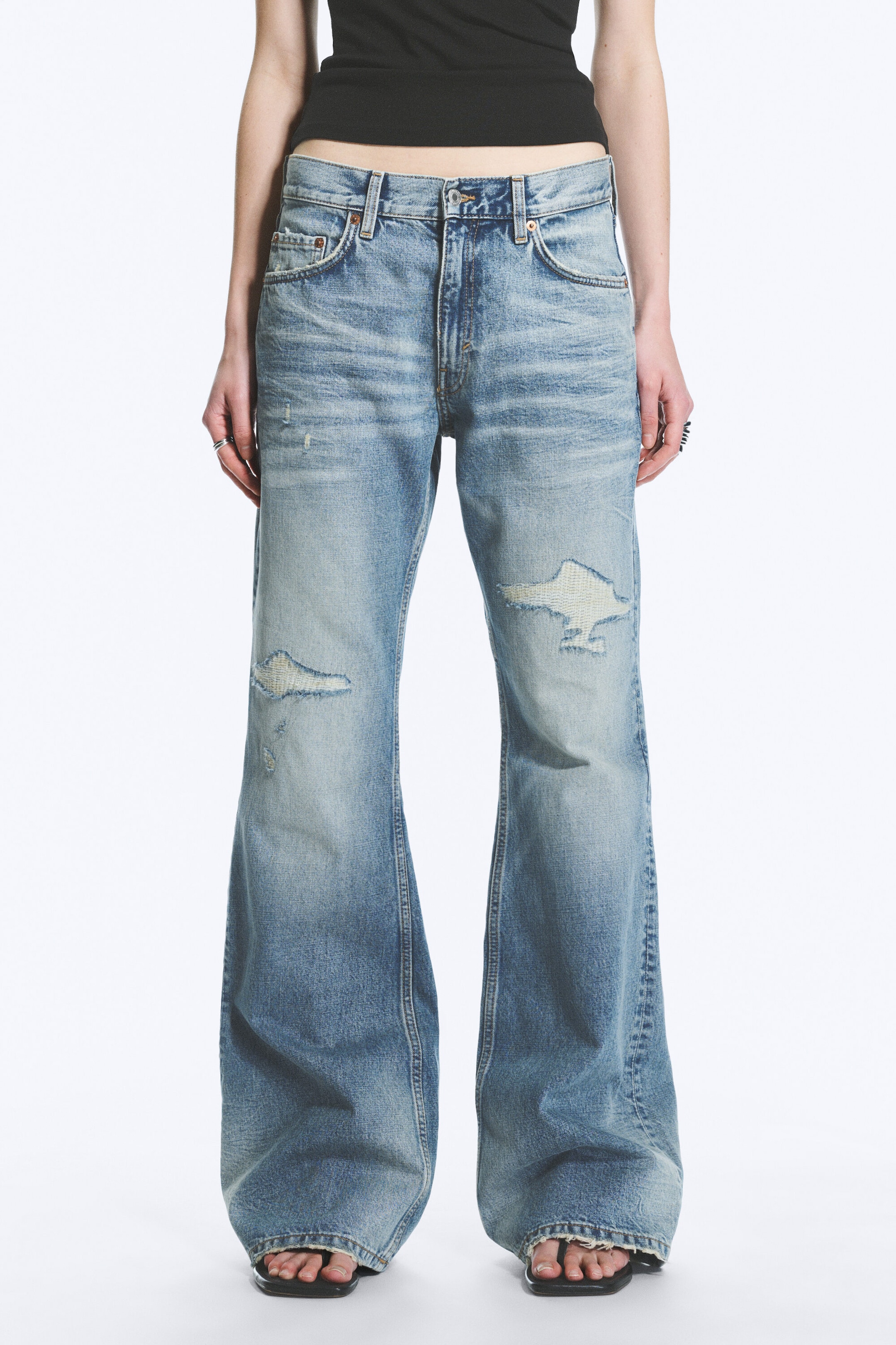 Sky Worn - Bleu moyen - Jean évasé à taille basse - 2