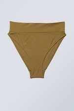 Dunkles Khaki - HEAT Bikinihose mit hohem Bund - 0