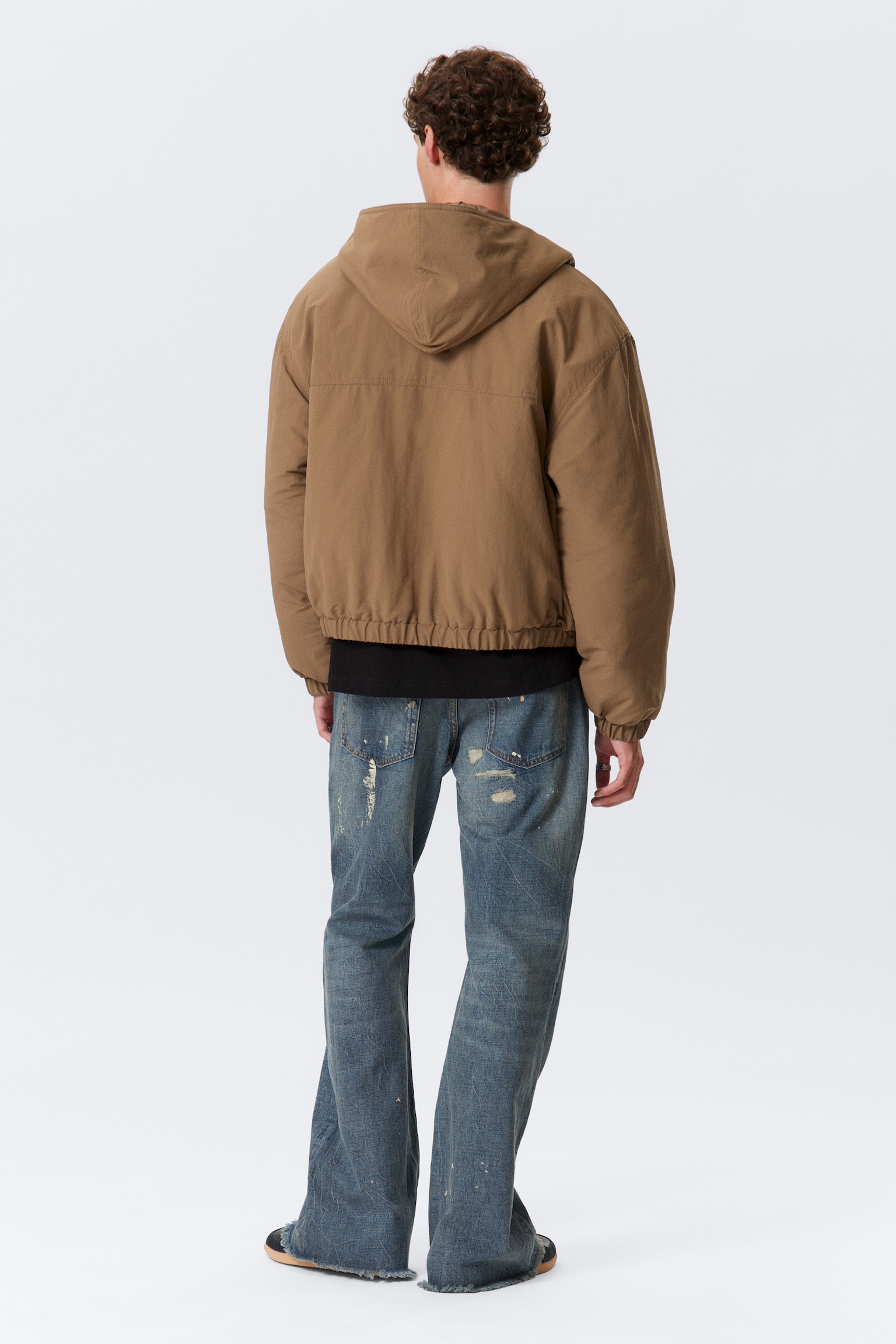 Relaxed Nylon Bomber Jacker - Dusty Brown/Black - 4