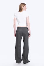 Dark Grey Melange - Mid Rise Flared Suiting Trousers - 3