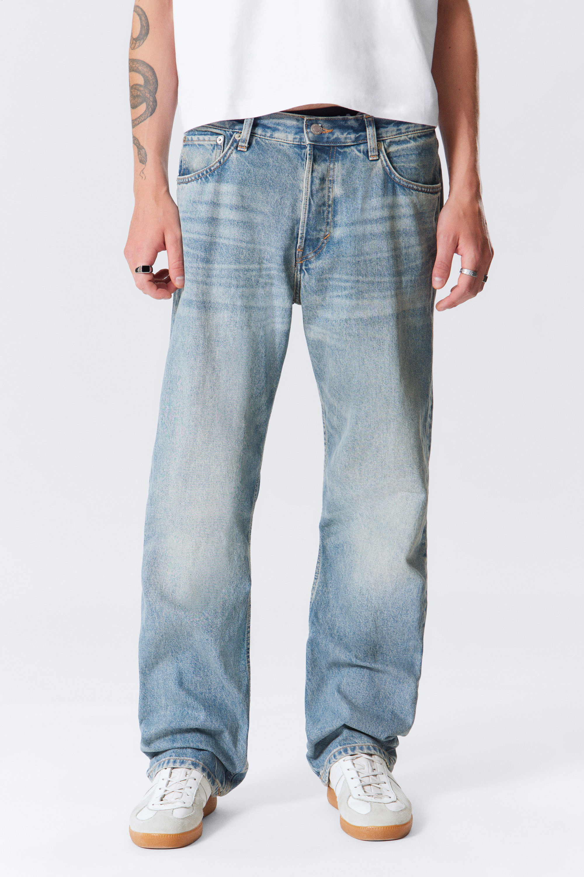 Seventeen Blue - Mellanblå - Orbit Mid Waist Regular Straight Leg Jeans - 2