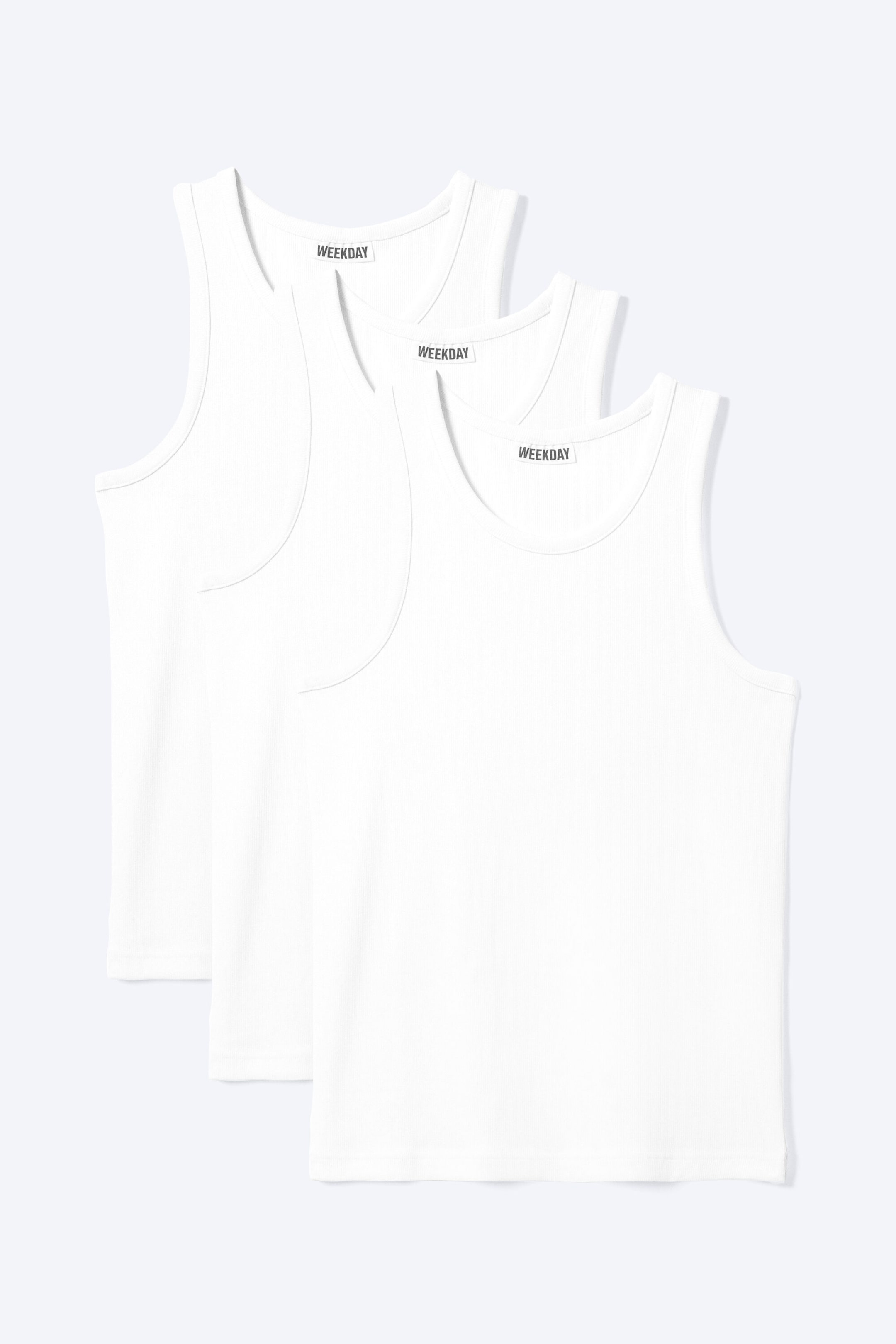 Vit - 3-pack Classic ribbat linne - 3
