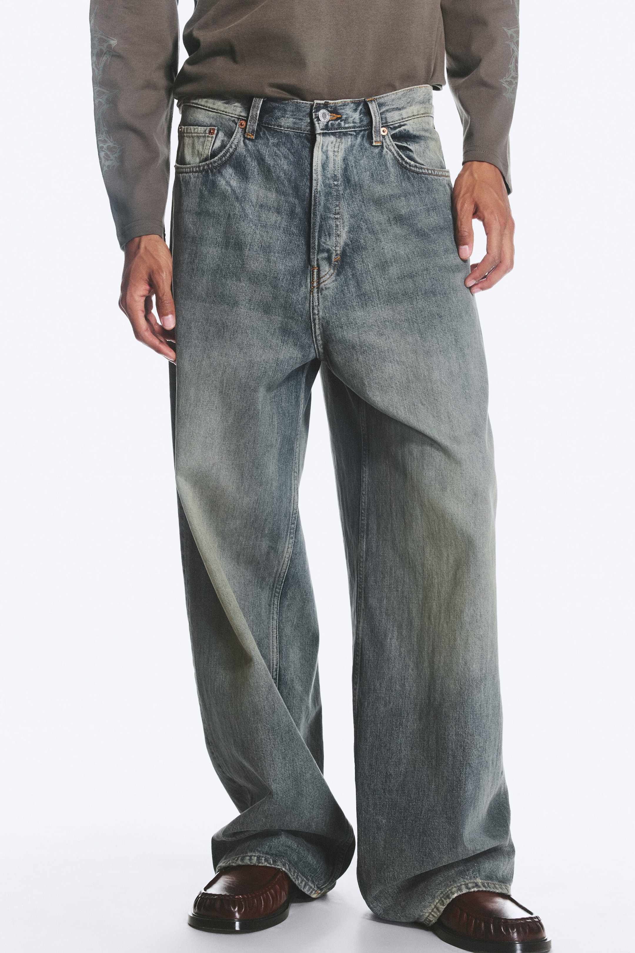 Arizona Blue - Medium Blue - Astro Mid Rise Loose Baggy Unisex Jeans - 2