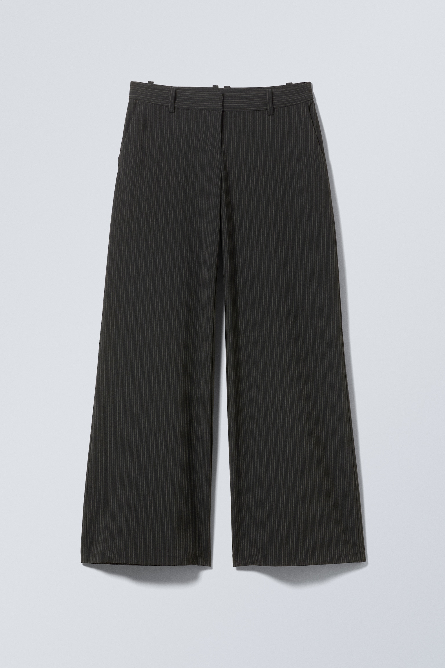Low Flared Suit Trousers - Striped Black/Black - 2
