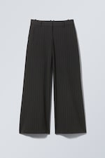 Striped Black - Low Flared Suit Trousers - 4