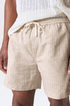 striped linen blend shorts - Beige Stripe | Weekday WW