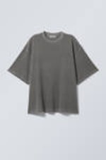 Verwaschenes Schwarz - Oversized T-Shirt aus schwerem Stoff - 0