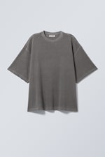 Verwaschenes Schwarz - Oversized T-Shirt aus schwerem Stoff - 0