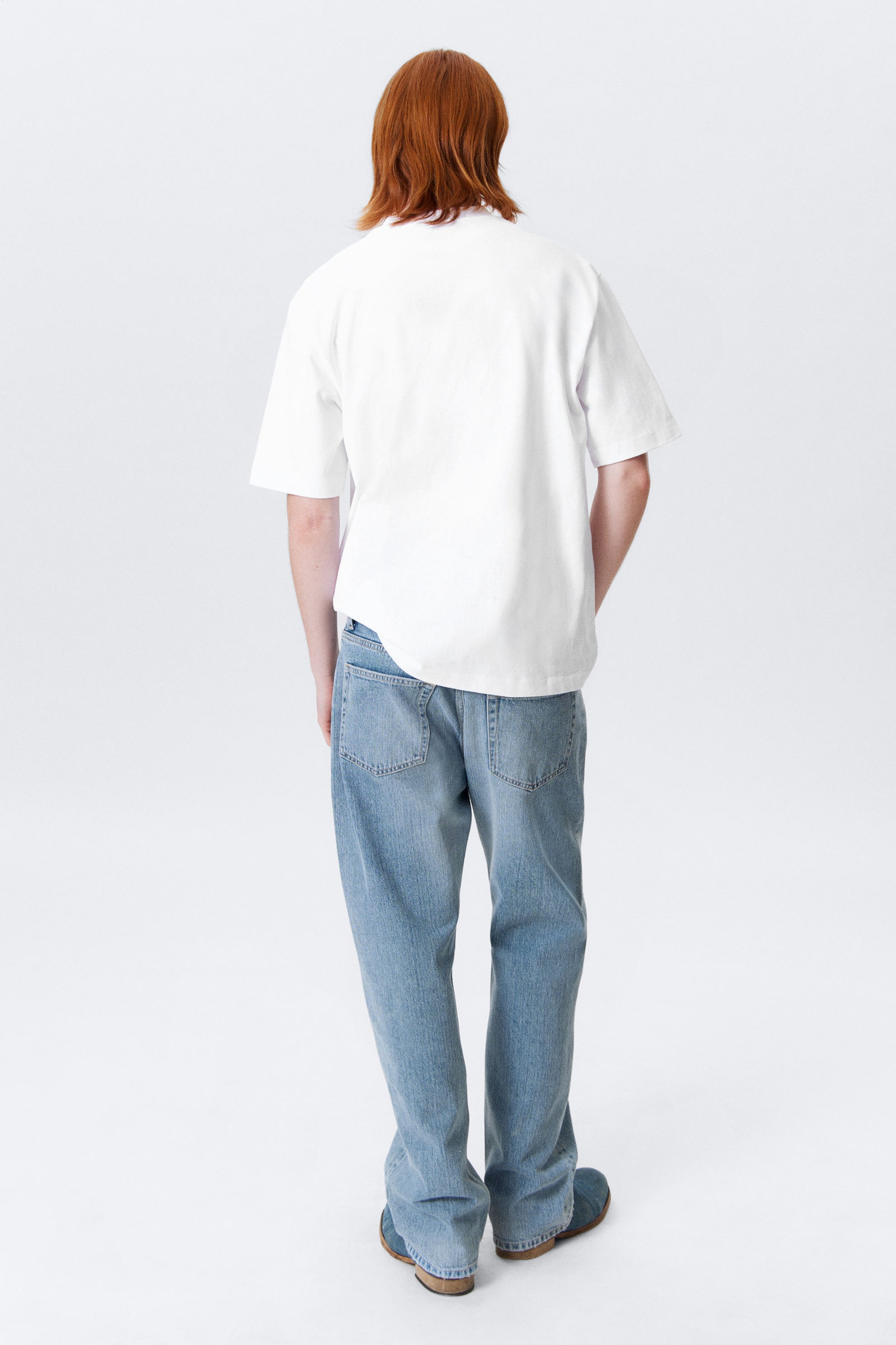 White - Embroidered Bunny - Relaxed Graphic Printed T-shirt - 3