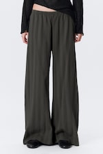 Gris foncé - Pantalon ample taille basse en coton à enfiler - 1