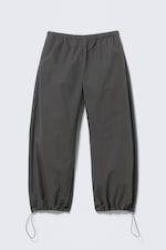 Dark Grey - Low Rise Loose Wide Leg Track Trousers - 4