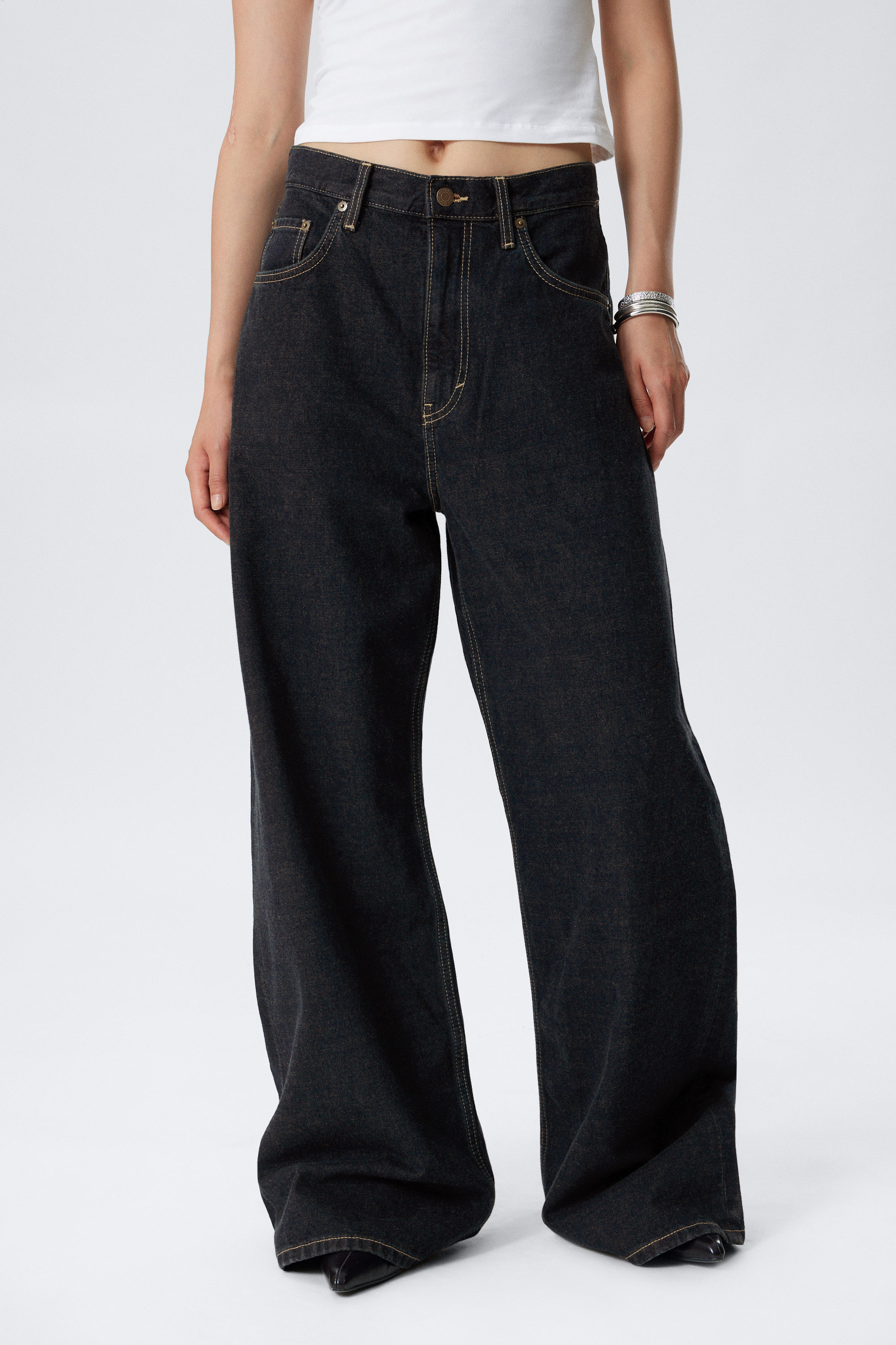 Emerald Rinse - Dark Blue - Solar Loose Wide Leg Unisex Jeans - 4