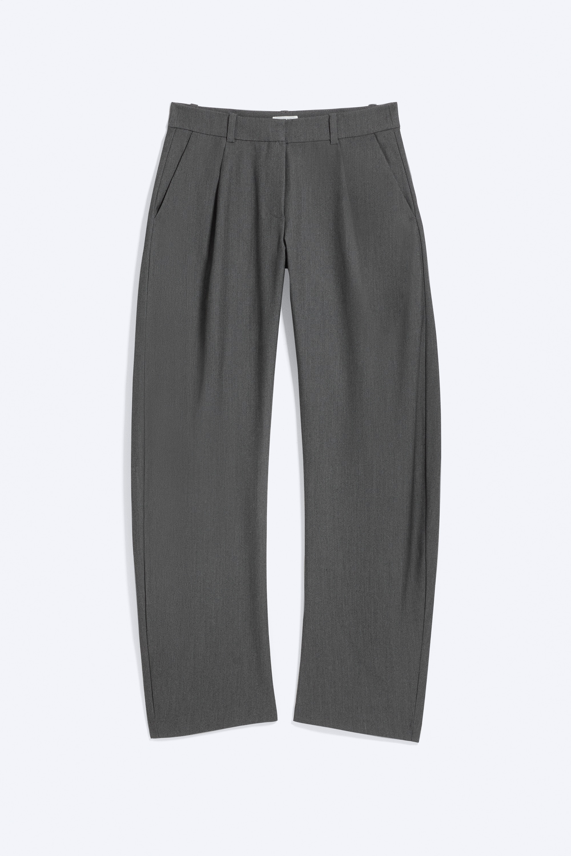 Laza fazonú, bő szárú szövetnadrág - Sötétszürke Melange/fekete/Striped Dark Grey Melange