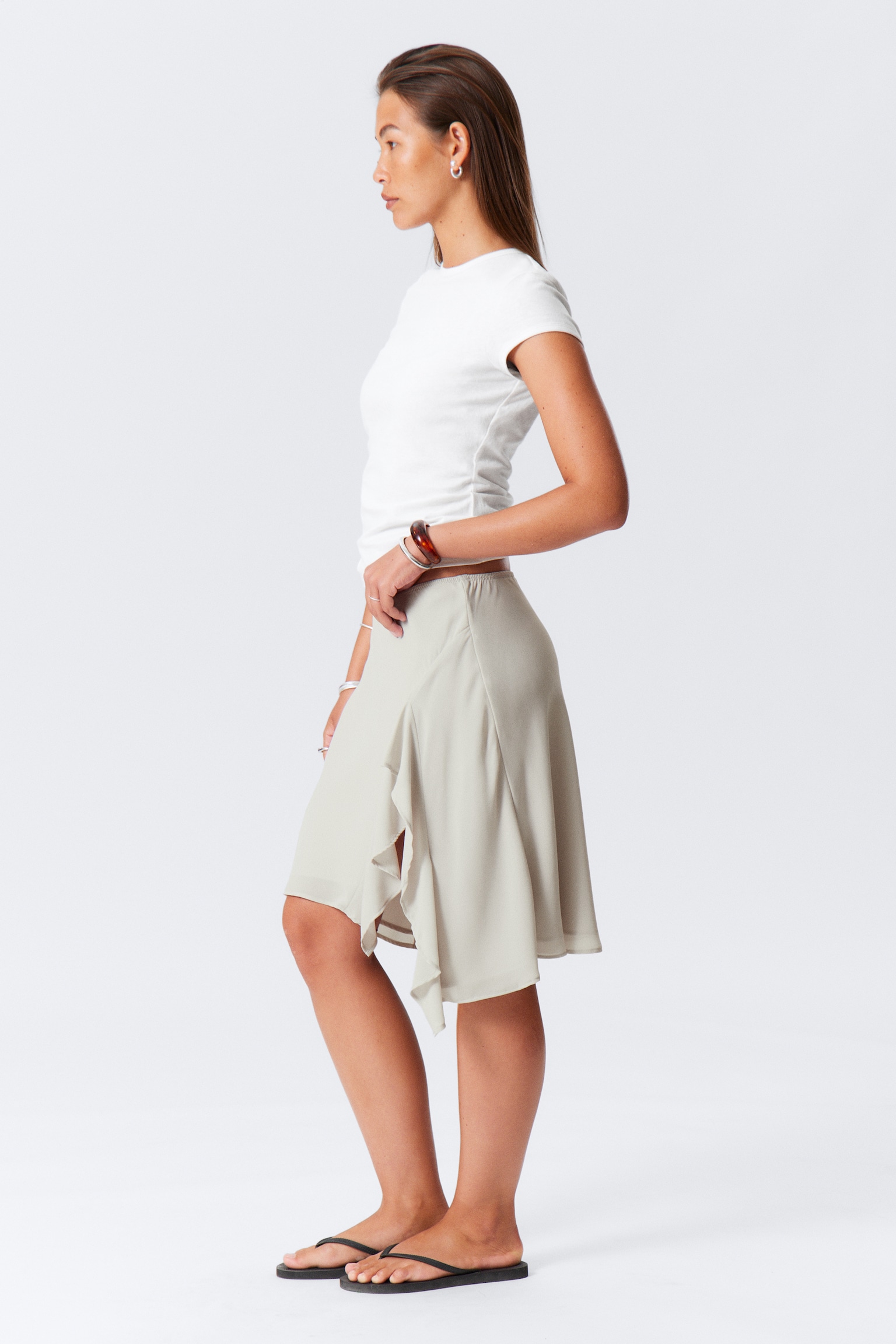 Layered Midi Skirt - Svetlá greige/Black - 6