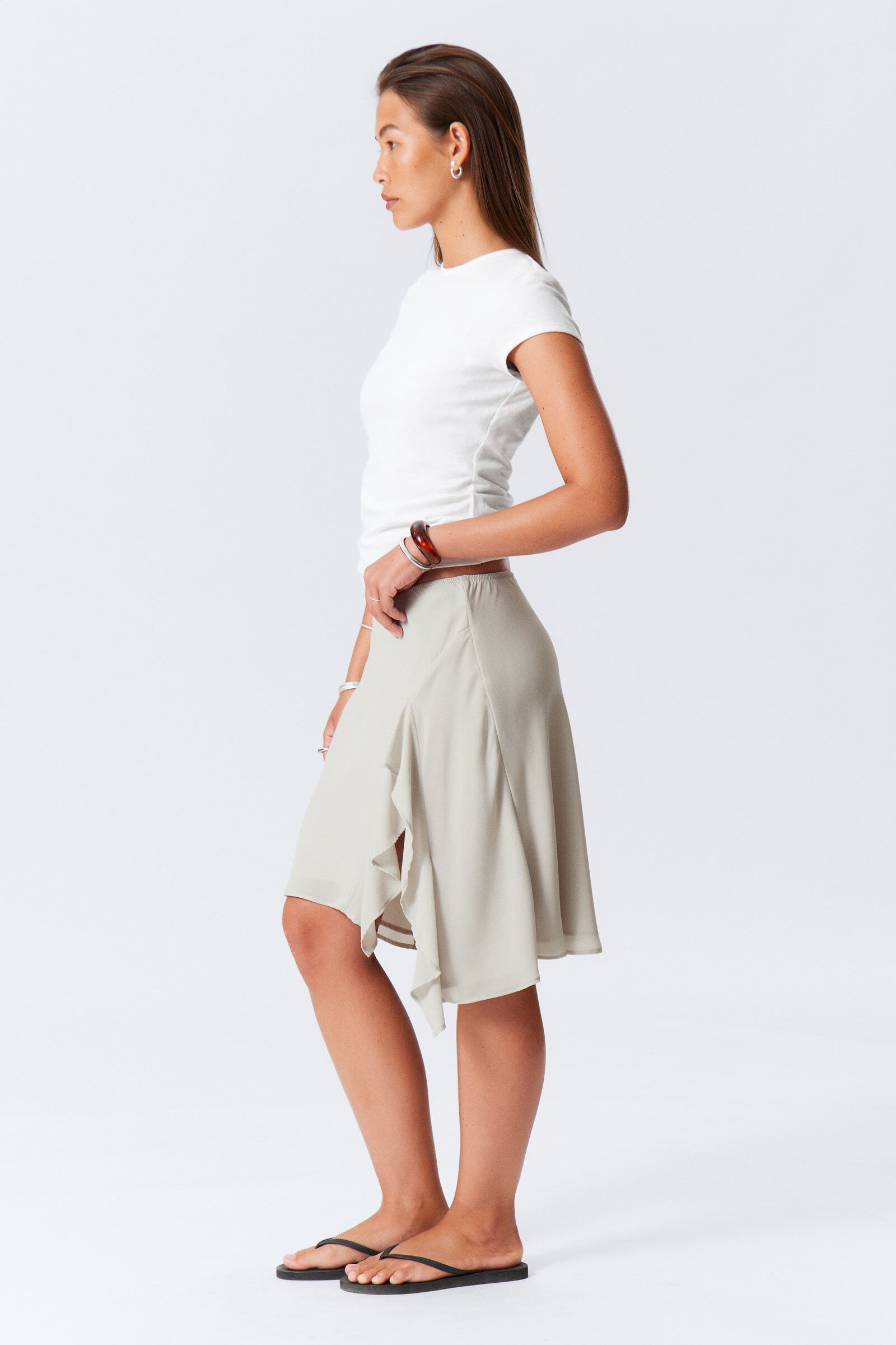layered midi skirt - Light Greige | Weekday WW