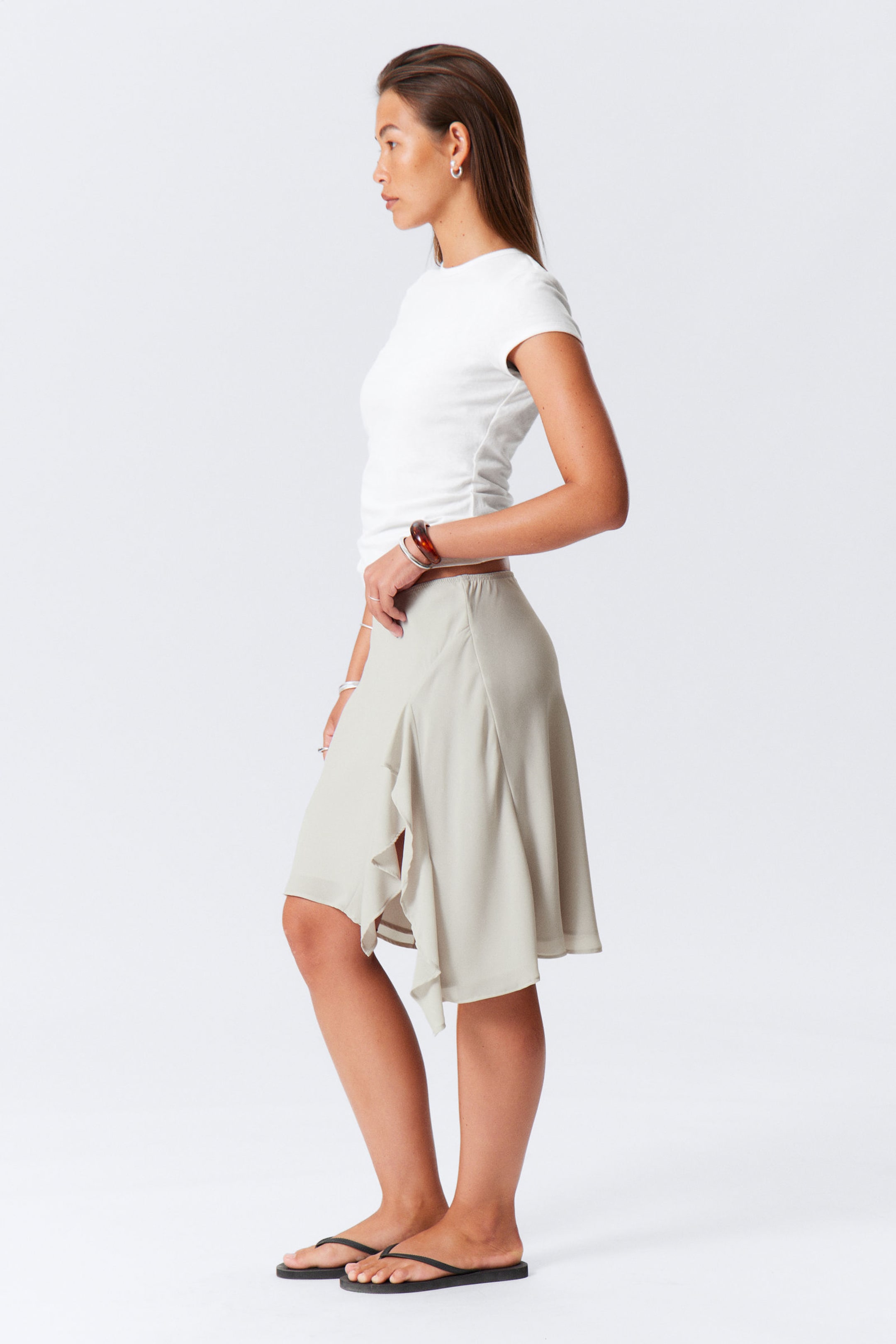 Helles Grau-Beige - Mehrlagiger Midirock - 2