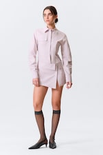 Dusty Pink - Sculpted Cotton Shirt Dress - 2