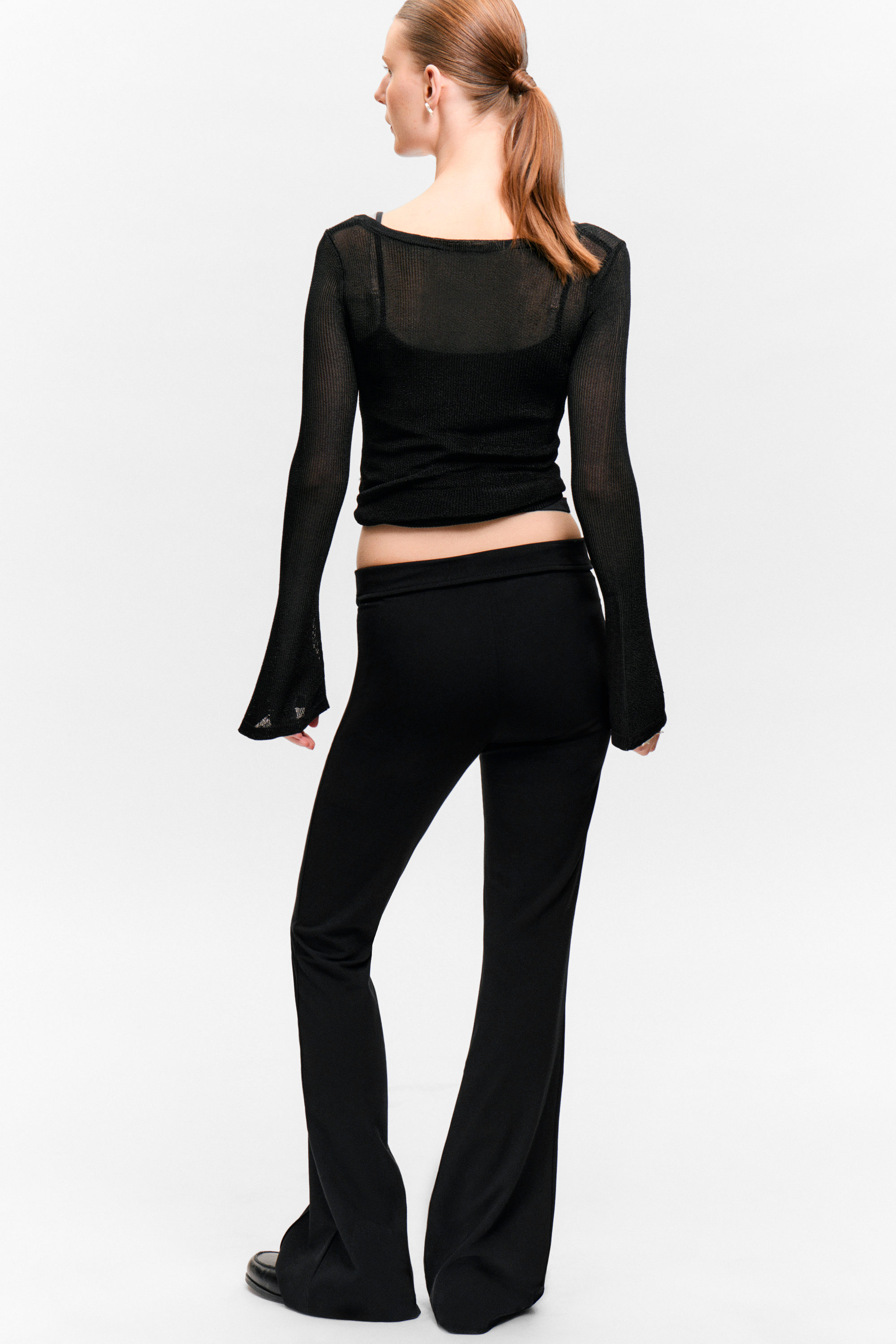 Black - Low Rise Flared Suit Trousers - 4