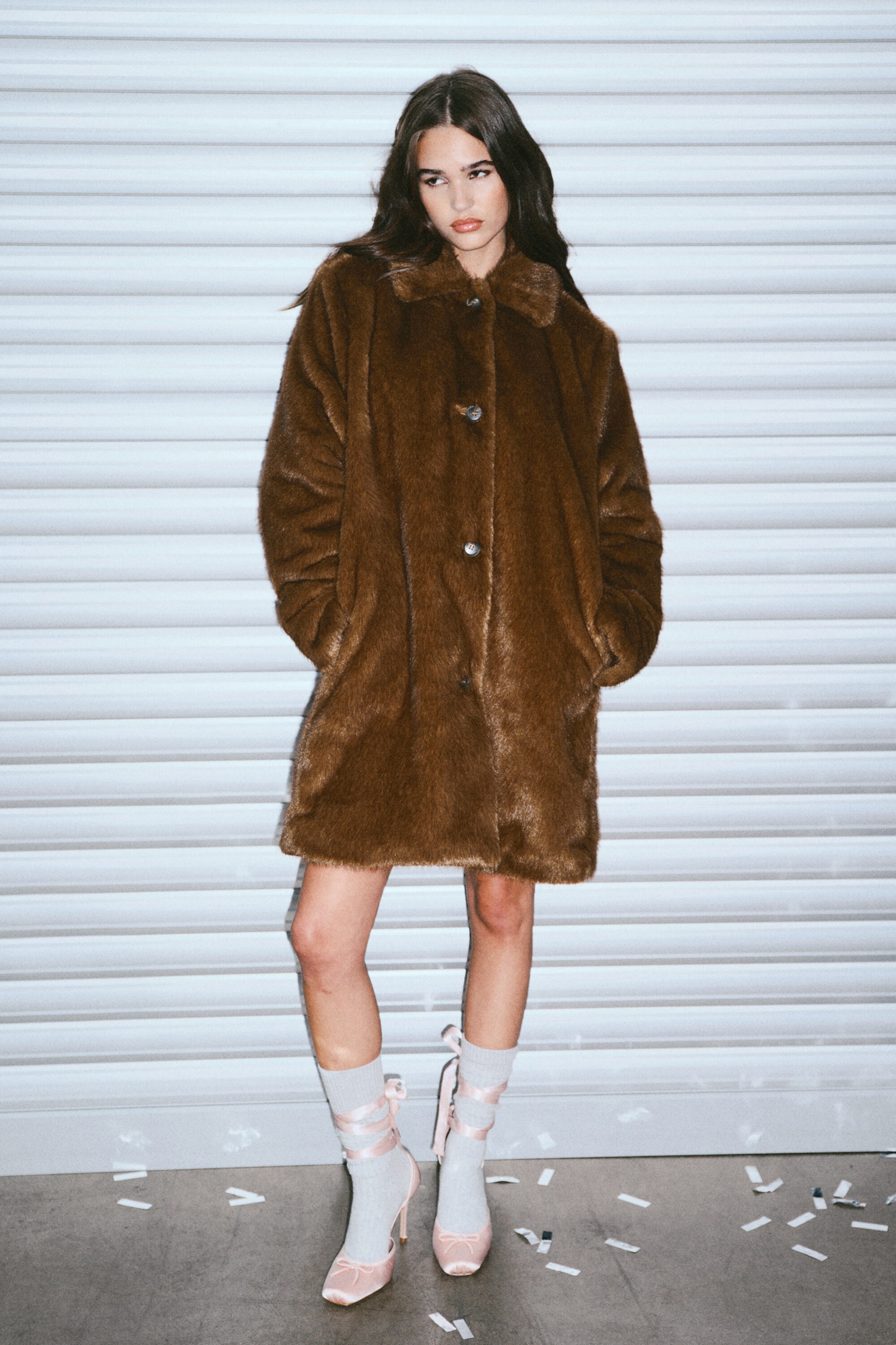 Bruin - Carcoat van imitatiebont - 4