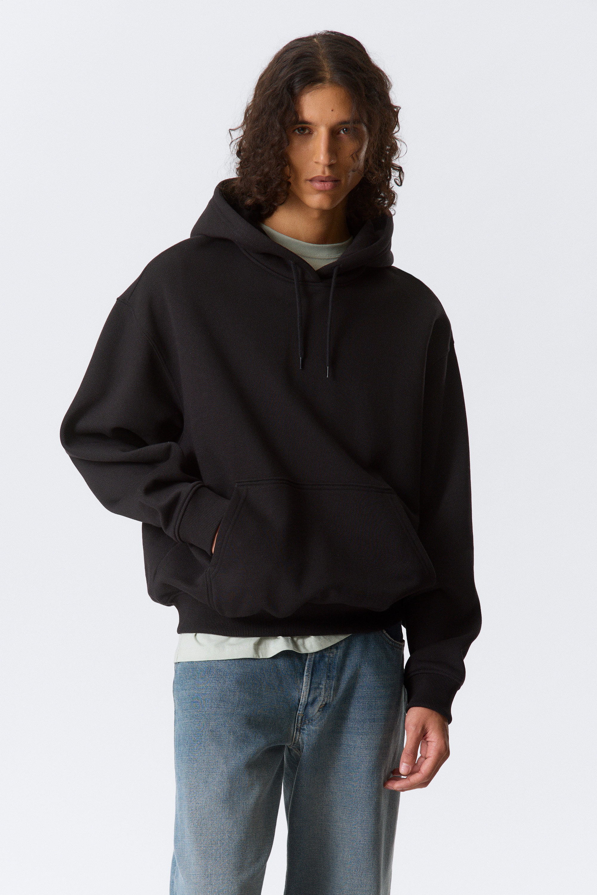 Zwart - Ruimvallende zware hoodie - 1