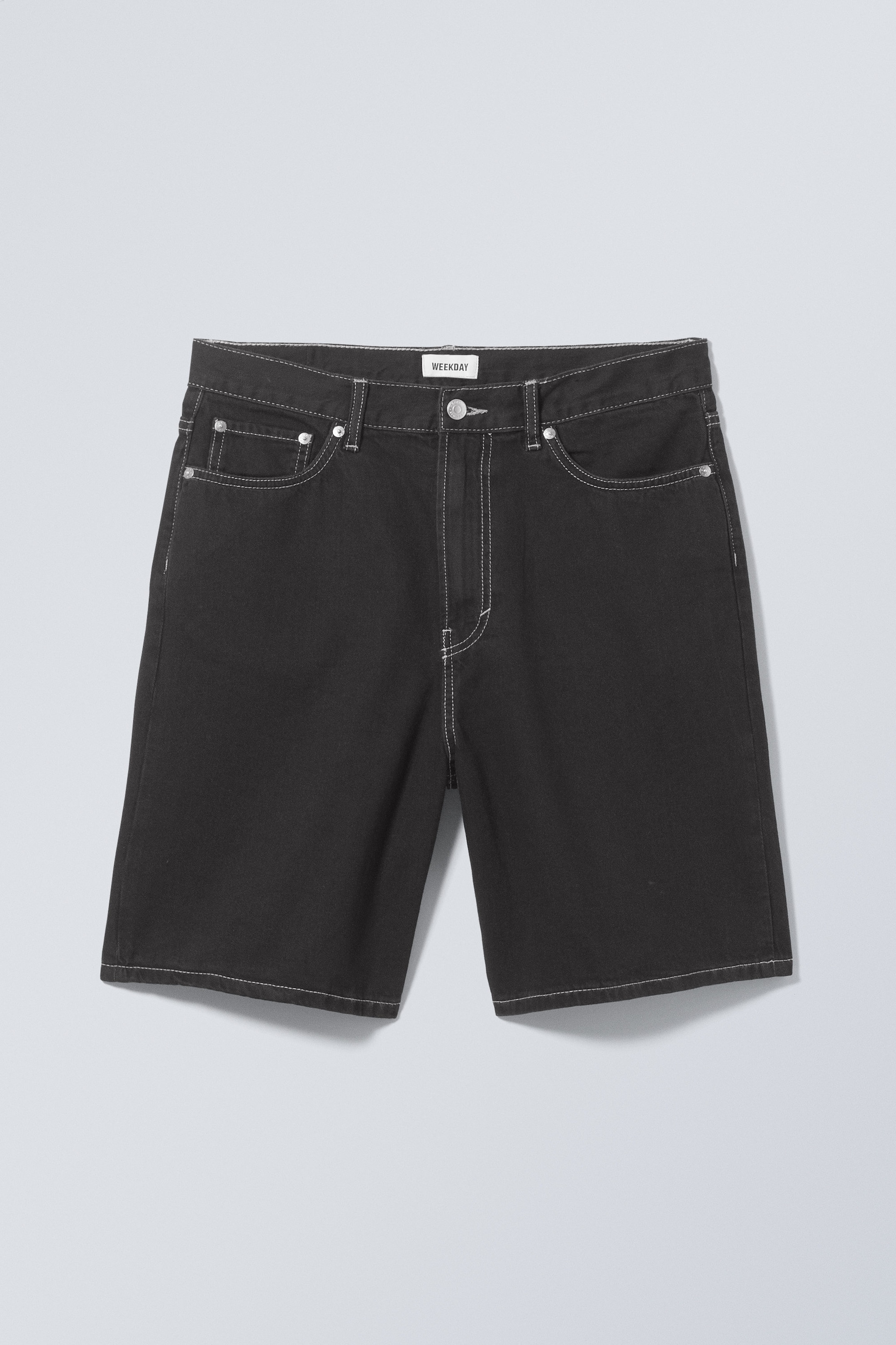 Tintenschwarz - Galaxy Mid Waist Loose Denim Shorts - 0