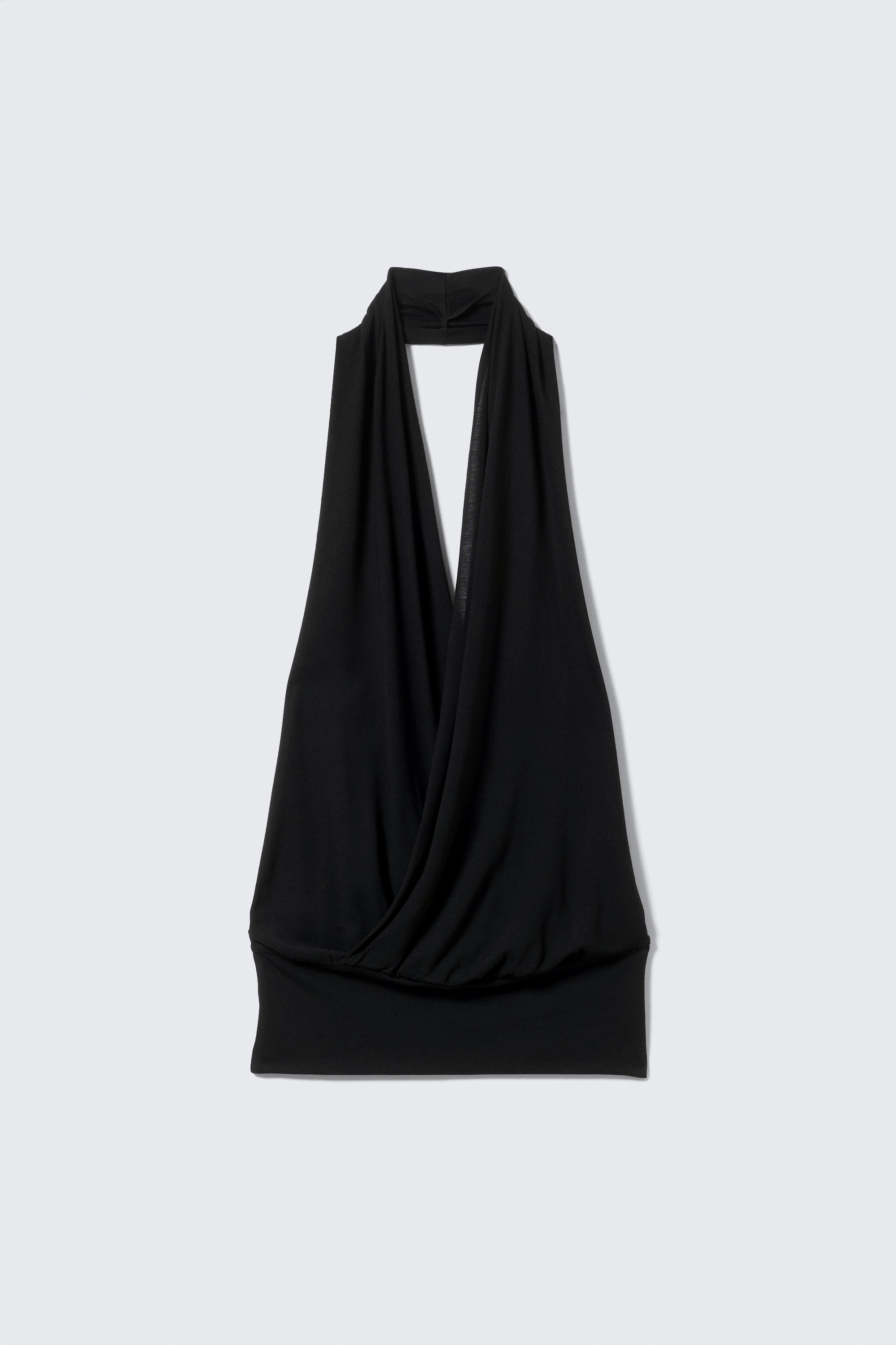 Draped Halter Jersey Top - Black/White