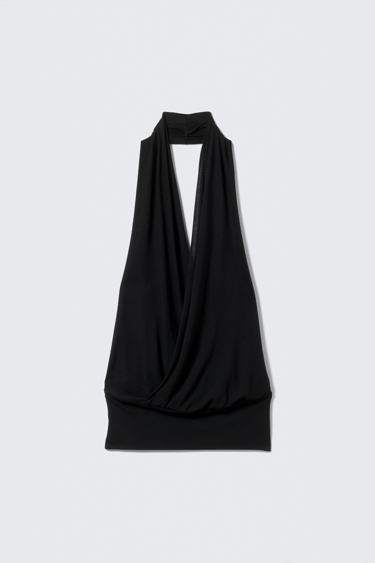 Draped Halter Jersey Top - Black/White - 2