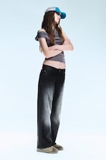 Undone Black - Schwarz - Messy Low Rise Regular Straight Jeans - 1