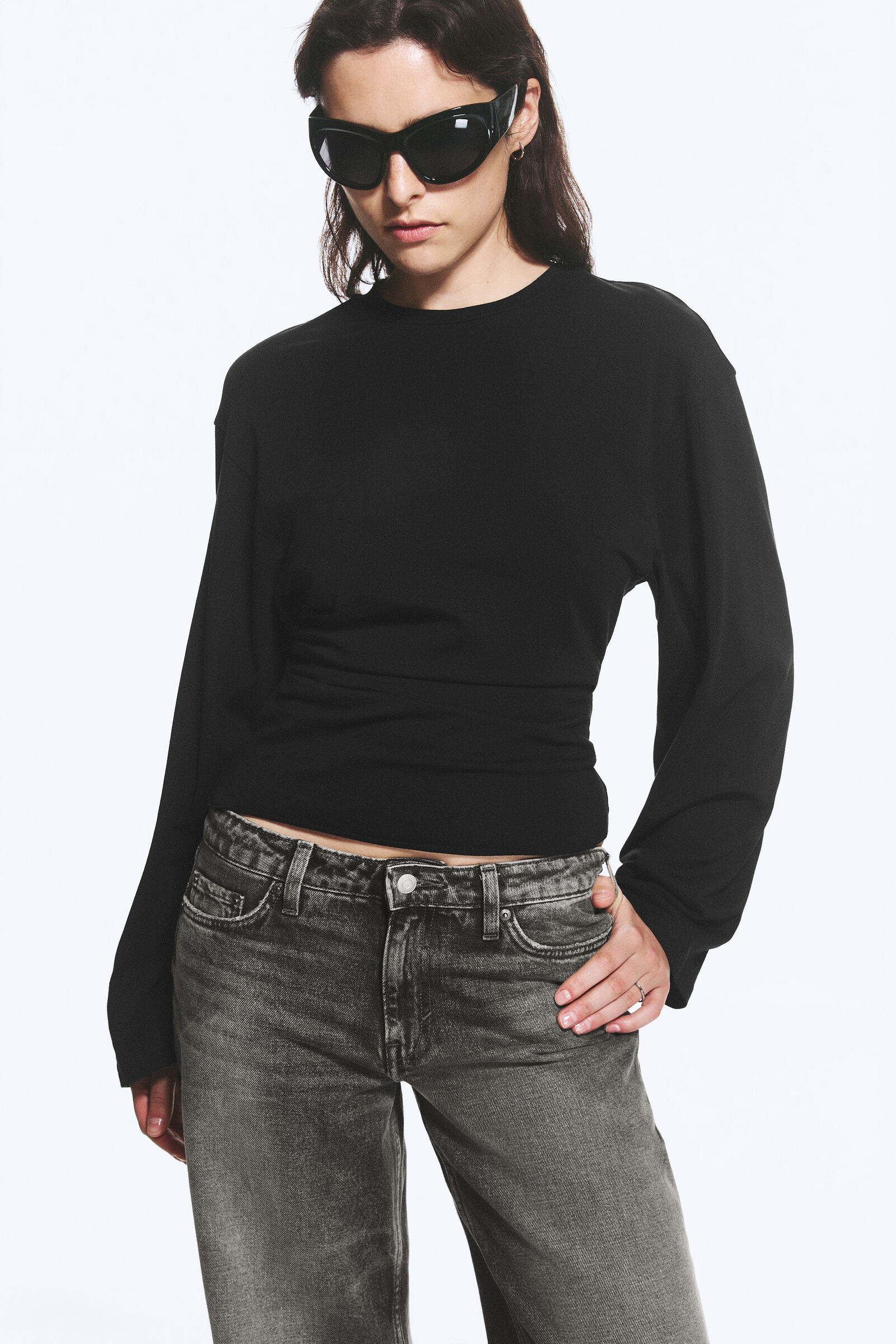 Ruched Long-Sleeved T-shirt
