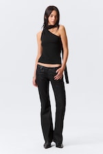 Black - Lyocell One-shoulder Tie Top - 1
