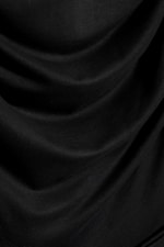Black - Draped V-Neck Midi Dress - 1