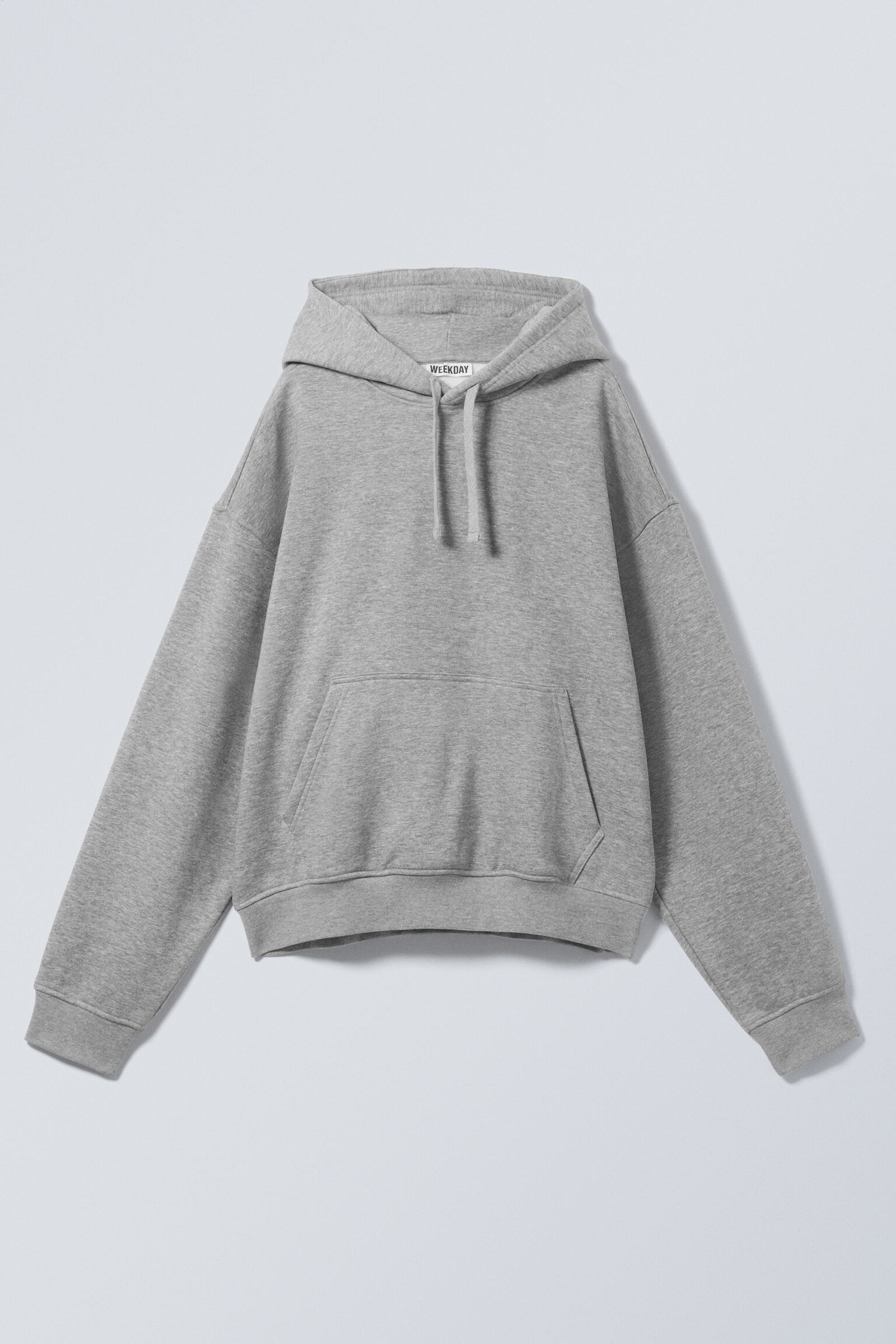 Cropped Box Hoodie in Grey Melange