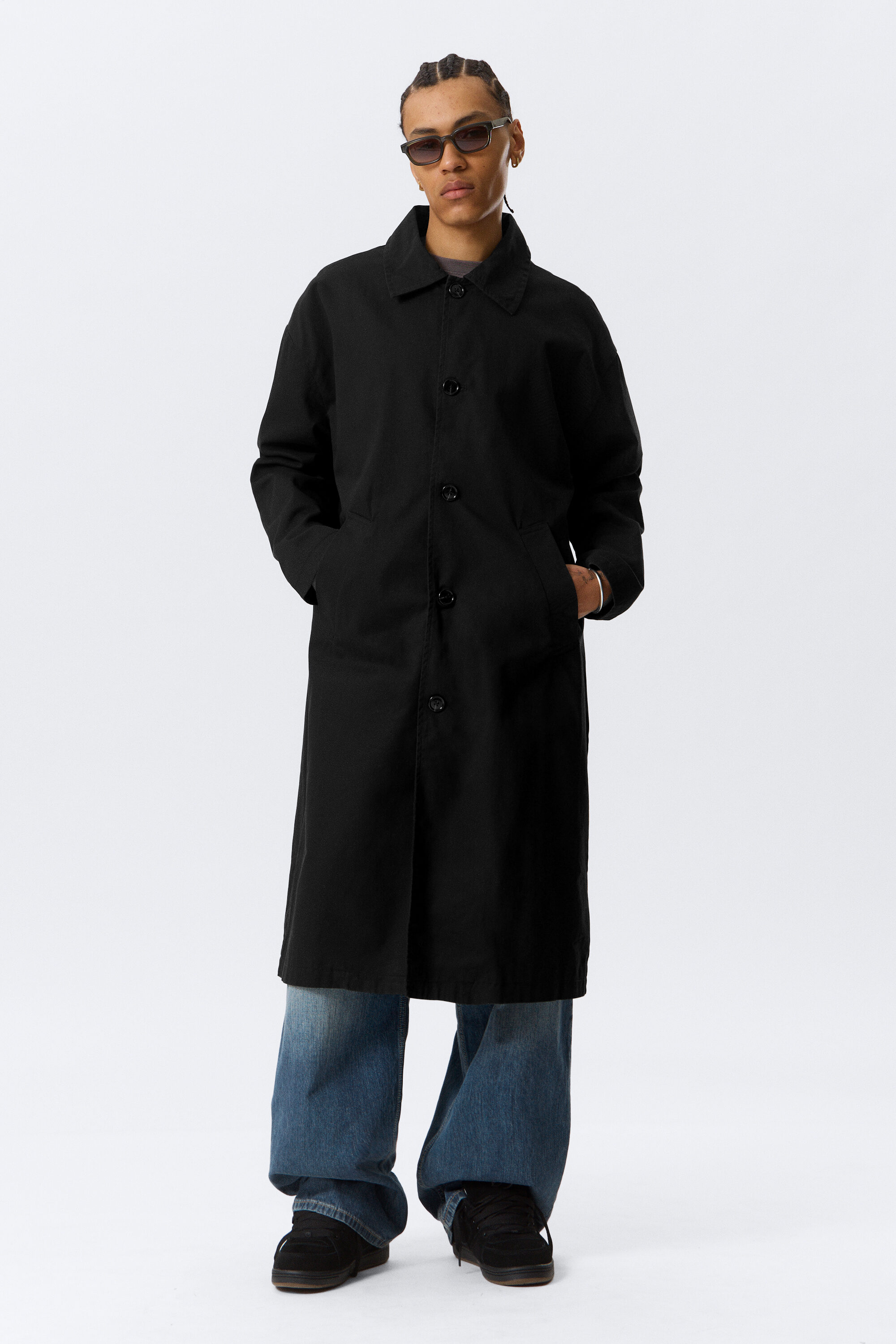 single breasted wool-blend coat - Black | Weekday EU