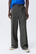Striped Grey - Uno Loose Suit Trousers - 1